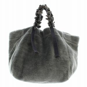 フェイクファー トートバッグ ハンドバッグ フリル グレー /KU