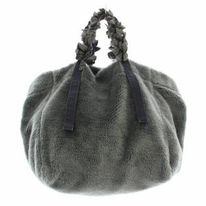 LUDLOW フェイクファー トートバッグ ハンドバッグ フリル グレー /KU