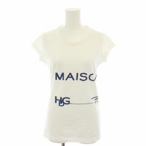 Tシャツ カットソー クルーネック 半袖 ロゴプリント XS 白 ホワイト 青 ブルー 13P7722497