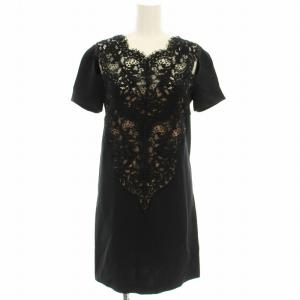 レース ワンピース 20AW-H021-5336 半袖 ひざ丈 36 黒 ブラック /G