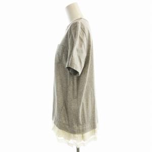 sacai Tシャツ カットソー 半袖 切替 レース 大きいサイズ 3 グレー 18-03703 /EE