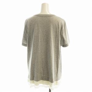 sacai Tシャツ カットソー 半袖 切替 レース 大きいサイズ 3 グレー 18-03703 /EE
