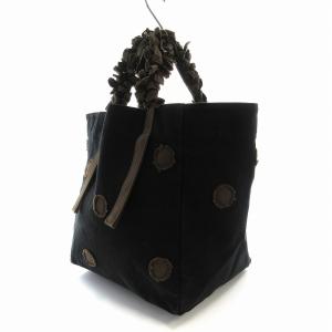 LUDLOW トートバッグ ドット フリル 布製 黒 ブラック /EE