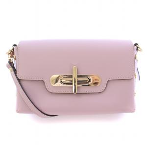 ショルダーバッグ レザー ターンロック式 バイカラー ピンクグレー ゴールドカラー /BB