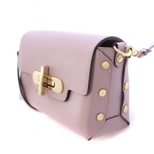 ANAYI ショルダーバッグ レザー ターンロック式 バイカラー ピンクグレー ゴールドカラー /BB