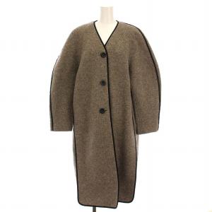 エッグアームコート ロング ノーカラー アウター 36 グレー ブラウン 470CA830-5790 /YM