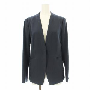 INDIVI ウールライクノーカラージャケット タックテーパードパンツ スーツ セットアップ 上下 ジップフライ 38