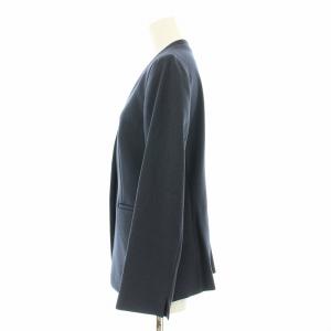 INDIVI ウールライクノーカラージャケット タックテーパードパンツ スーツ セットアップ 上下 ジップフライ 38