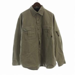 MULTI PURPOSE SHIRT カジュアルシャツ ロゴ 刺繍 長袖 L カーキ NT26200