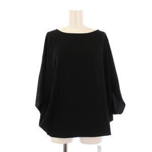 25SS カットソー プルオーバー ドルマンスリーブ クルーネック 七分袖 ストレッチ F 黒 ブラック