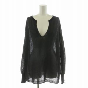 タグ付き ペーパーヤーンキーネックプルオーバー ニット カットソー 長袖 F ブラック 23080400315010/NQ