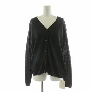 タグ付き ハイゲージリネンVネックカーディガン ニット 長袖 薄手 麻100％ F グレー 22080200800020