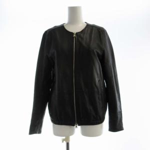 ノーカラーラムレザージャケット アウター 38 黒 ブラック 34-07-44-07004 /RO