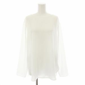 24AW ラウンドブラウスTee カットソー 長袖 シアー F 白 ホワイト GGZ1042104A0013
