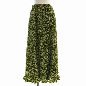 FLORET HEM SKIRT フローレットヘムフリルスカートフレア ロング 花柄 裾フリル M 黒