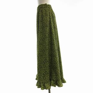 Shinzone FLORET HEM SKIRT フローレットヘムフリルスカートフレア ロング 花柄 裾フリル M 黒