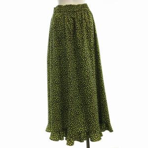 Shinzone FLORET HEM SKIRT フローレットヘムフリルスカートフレア ロング 花柄 裾フリル M 黒