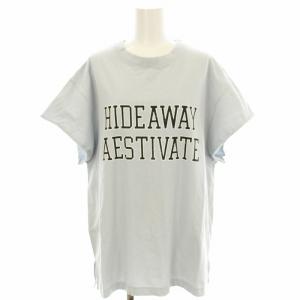 22SS cut off logoTシャツ カットソー 半袖 袖カットオフ 水色 ライトブルー 22070922711020