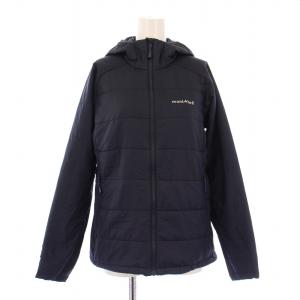 サーマラップパーカ ナイロンジャケット 中綿 アウター ジップアップ ショート丈 ロゴ 刺繍 L 紺 ネイビー