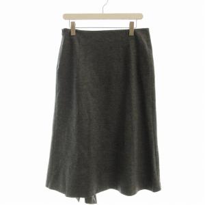 ウール圧縮スムース アシンメトリー フレアスカート ロング 大きいサイズ 44 ダークグレー SKWWNW0417