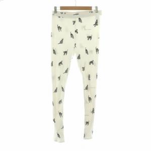 イージーパンツ ジャガードレギンス テーパード ルームウェア パジャマ 部屋着 猫モチーフ F ホワイト