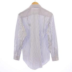 PLAY Comme des Garçons カジュアルシャツ 長袖 レギュラーカラー ロゴ ストライプ柄 S 白 ホワイト 青 ブルー /BB