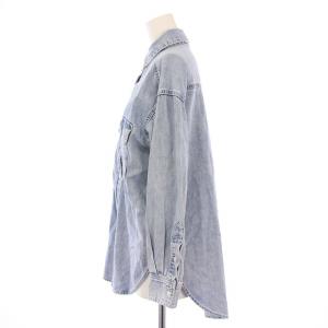 DRESSTERIOR オーバーサイズデニムシャツ ブラウス 長袖 レギュラーカラー ウォッシュ加工 34 水色 ライトブルー