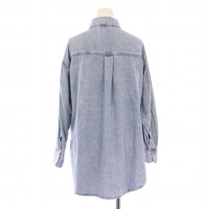 DRESSTERIOR オーバーサイズデニムシャツ ブラウス 長袖 レギュラーカラー ウォッシュ加工 34 水色 ライトブルー