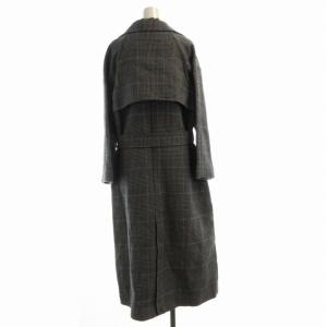 URBAN RESEARCH タグ付き リバーチェックオーバーコート ロング ベルト付き F 黒 ブラック グレー UR77-27T007