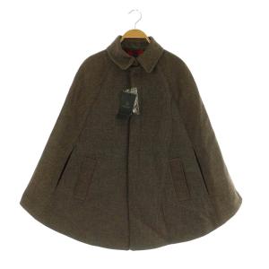 ケープコート ポンチョ ツイード 裏地チェック F ダークブラウン /MY OS