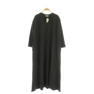 ニットワンピース ロング 長袖 Vネック ストレッチ F グレー /MY OS