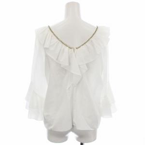 GRACE CONTINENTAL フリル シャツ 07116991 ブラウス 七分袖 ラインストーン パール 38 白 ホワイト /G