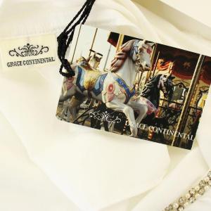 GRACE CONTINENTAL フリル シャツ 07116991 ブラウス 七分袖 ラインストーン パール 38 白 ホワイト /G