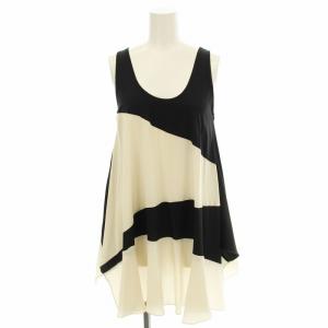 ノースリーブ チュニック 33148265 ボーダー ブラウス シャツ 36 黒 アイボリー /G