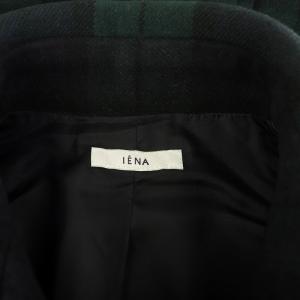 IENA 14AW メルトンショールカラーコート ロング チェック 36 グリーン /MY OS