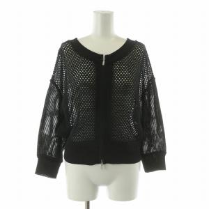 2WAYデザイン編みサマーニット カーディガン ジップアップ F ブラック CLZ1041505A0003