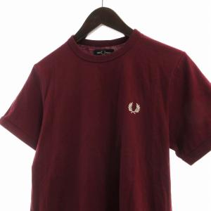 FRED PERRY タグ付き Tシャツ カットソー ロゴ 半袖 S ボルドー G58-18015 /RO