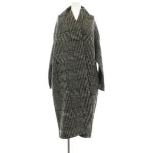 タグ付き イタリアンチェックロング羽織り カーディガン ガウンコート F グレー 314-15-0521-1799