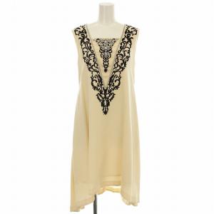 ワンピース ドレス 1523 5039 ノースリーブ ひざ丈 ビジュー 刺繍 36 ピンクベージュ /G