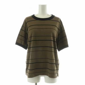 OTTON LINEN STRIPE JERSEY SS Tシャツ 半袖 ボーダー 麻 リネン混 2 ブラウン