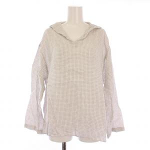 リネン セーラーカラーシャツ ブラウス 長袖 チェック柄 1 白 グレー OR-B0262 /BM