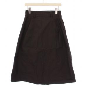 24AW FINE COMPACT COTTON POPLIN フレアスカート ロング 1 ダークブラウン