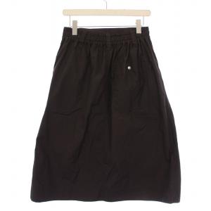 MHL. 24AW FINE COMPACT COTTON POPLIN フレアスカート ロング 1 ダークブラウン