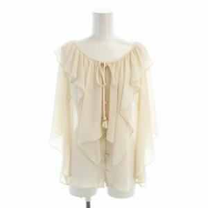 シャツ ブラウス 七分袖 フリル ビーズ装飾 36 アイボリー 33347029 /EE