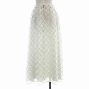 CELFORD バリエーションフレアスカート ロング チェック 38 白 ホワイト CWFS222005 /EE