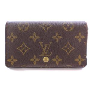 ポルトモネビエトレゾール モノグラム キャンバス 二つ折り財布 コンパクトウォレット ロゴ 総柄 茶 ブラウン