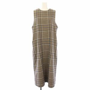EXCLUSIVE FABRIC ノースリーブチェックワンピース ロング 茶 紺 13-26-1306-163