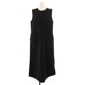 FORK&SPOON フレアワンピース マキシ ロング ナイロン ノースリーブ クルーネック 1 黒 ブラック