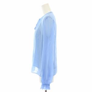 STRASBURGO シャツ ブラウス 長袖 インナーキャミソール付き 2点セット リボン 絹 シルク タグ付き 36 水色
