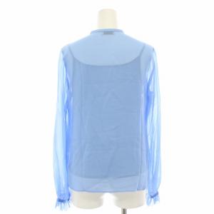 STRASBURGO シャツ ブラウス 長袖 インナーキャミソール付き 2点セット リボン 絹 シルク タグ付き 36 水色